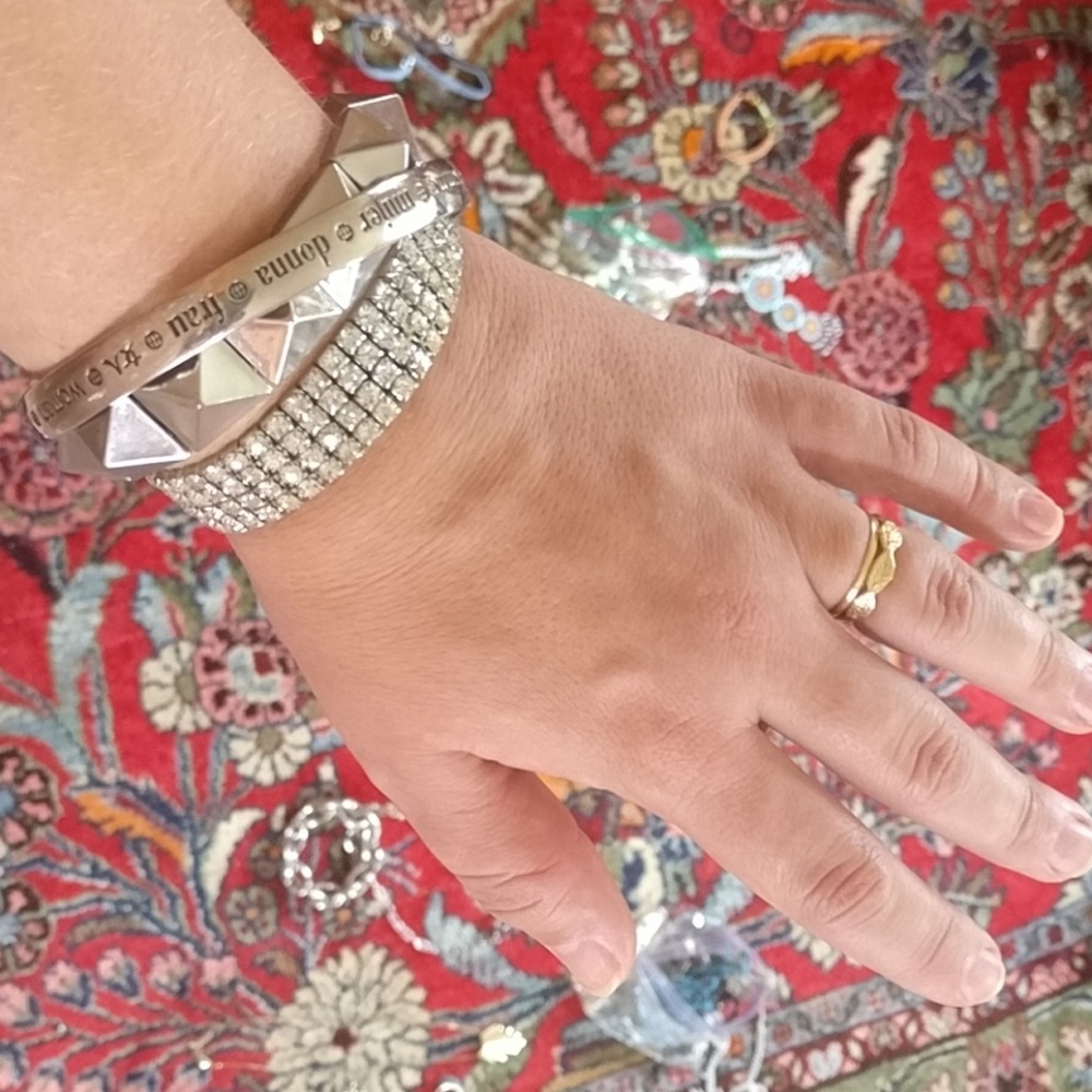 Set of 3 silver stud and rhinestone bracelets